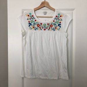 White embroidered floral top